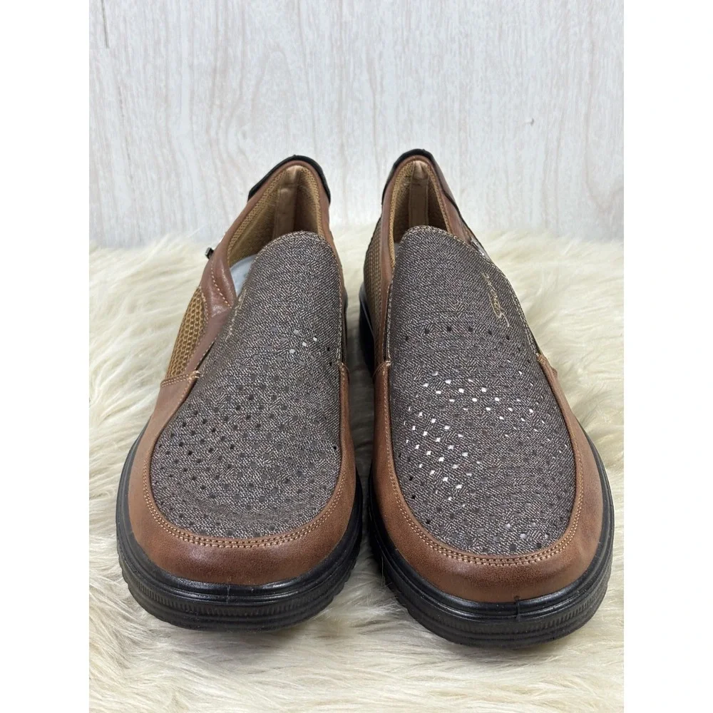 Sport Mesh Loafers Brown Slip On Walking Shoes Mens 15 NIB Comfort Casual